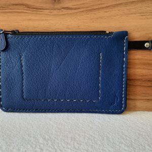 Pochette zippée bleue